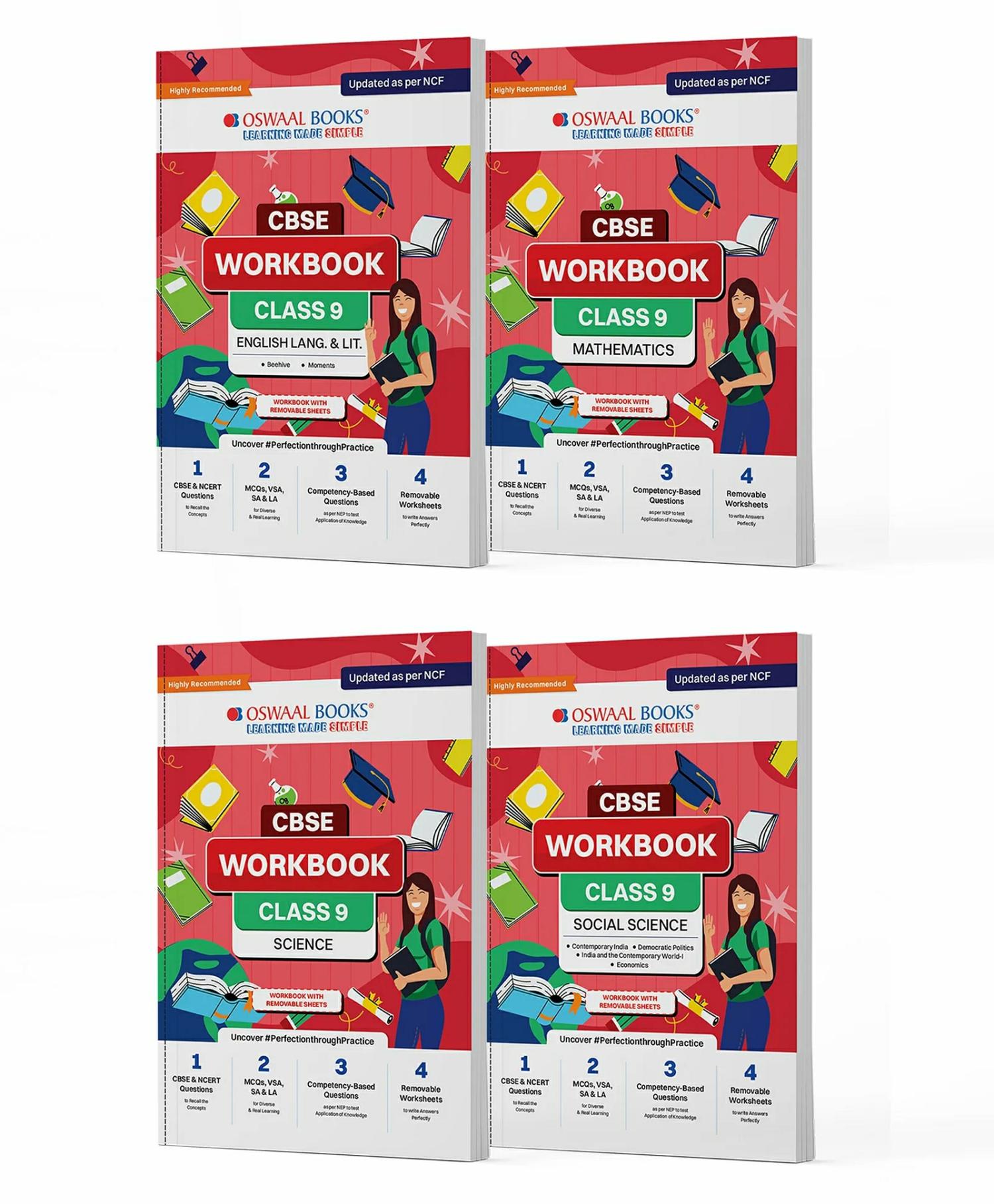 Oswaal Cbse Workbook Class 9 | Mathematics | Science | Social Science | English Language & Literature | Set Of 4 Books | Updated As Per Ncf | For Better Results | For Latest Exam  |   Academic Books Academic Books Academic Books