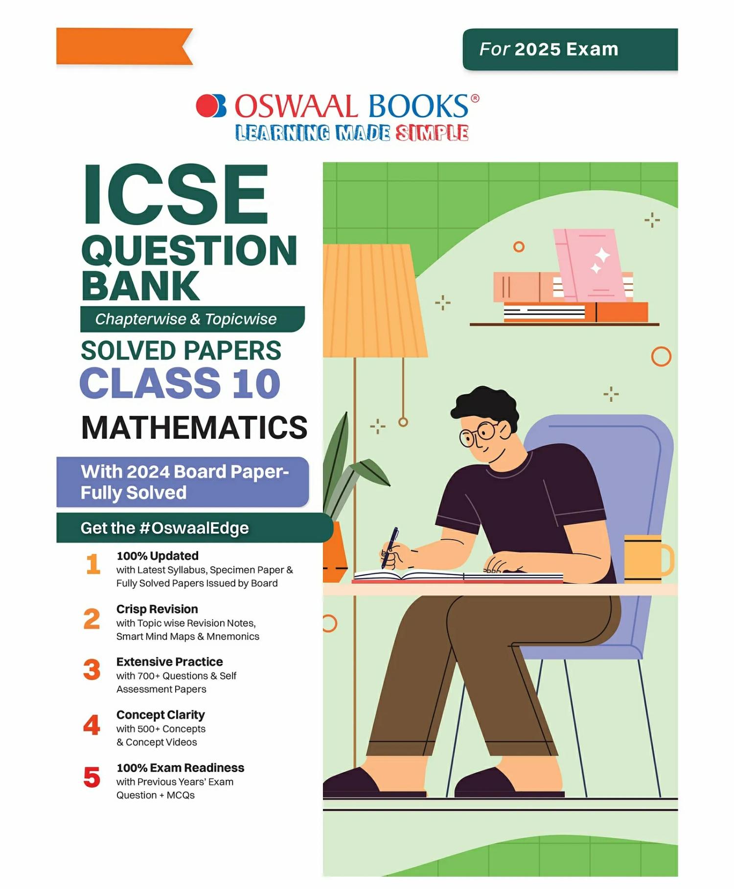 Oswaal Icse Question Bank Class 10 Mathemetics | Chapterwise | Topicwise | Solved Papers | For 2025 Board Exams  |   Academic Books Academic Books Academic Books