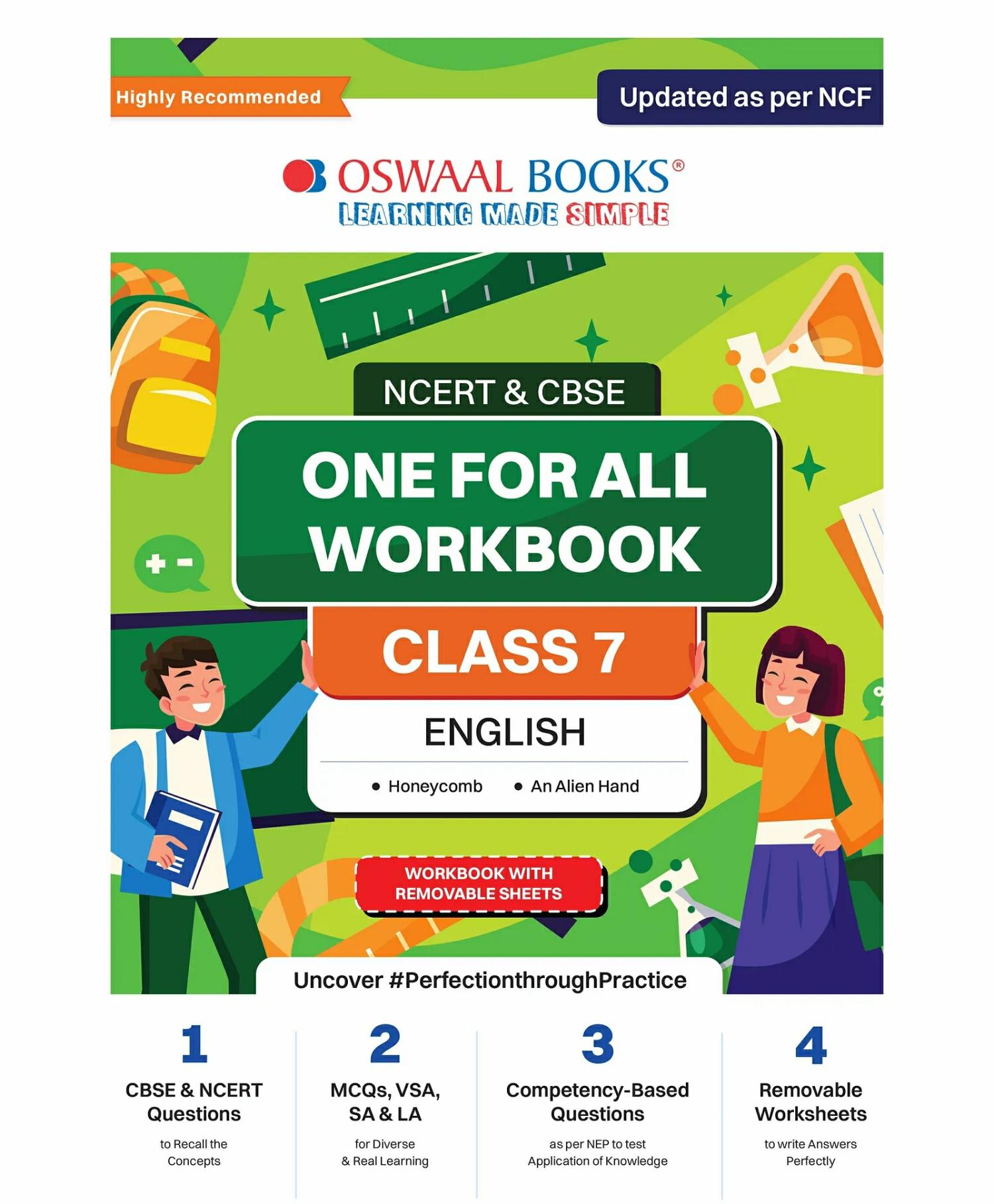 Oswaal Ncert & Cbse One For All Workbook  | English | Class 7 | Updated As Per Ncf | Mcq’s | Vsa | Sa | La | For Latest Exam  |   Academic Books Academic Books Academic Books