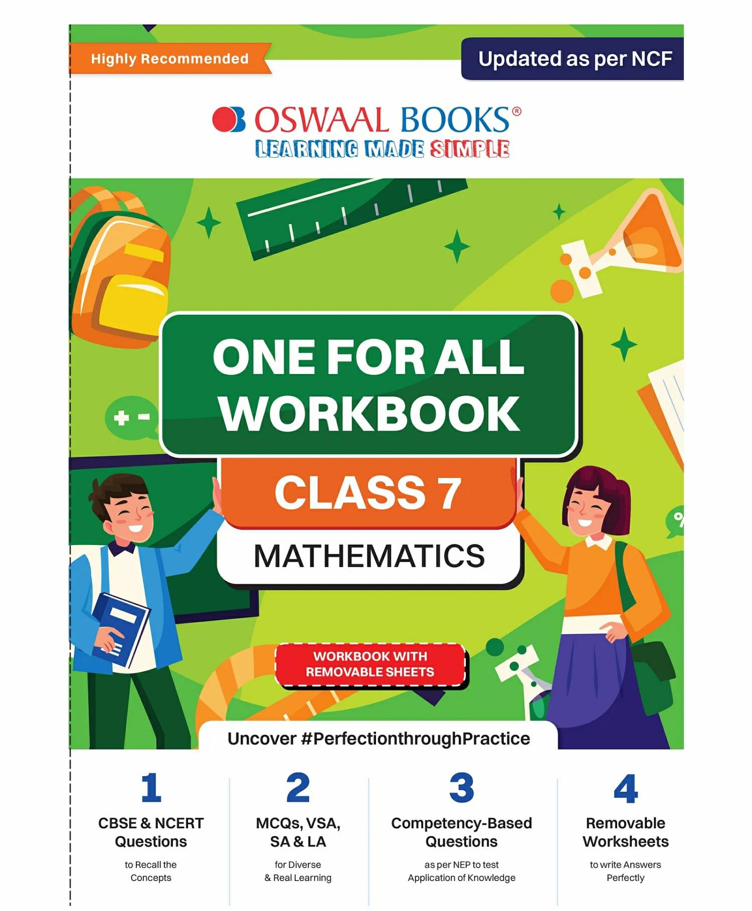 Oswaal Ncert & Cbse One For All Workbook  | Mathematics | Class 7 | Updated As Per Ncf | Mcq’s | Vsa | Sa | La | For Latest Exam  |   Academic Books Academic Books Academic Books