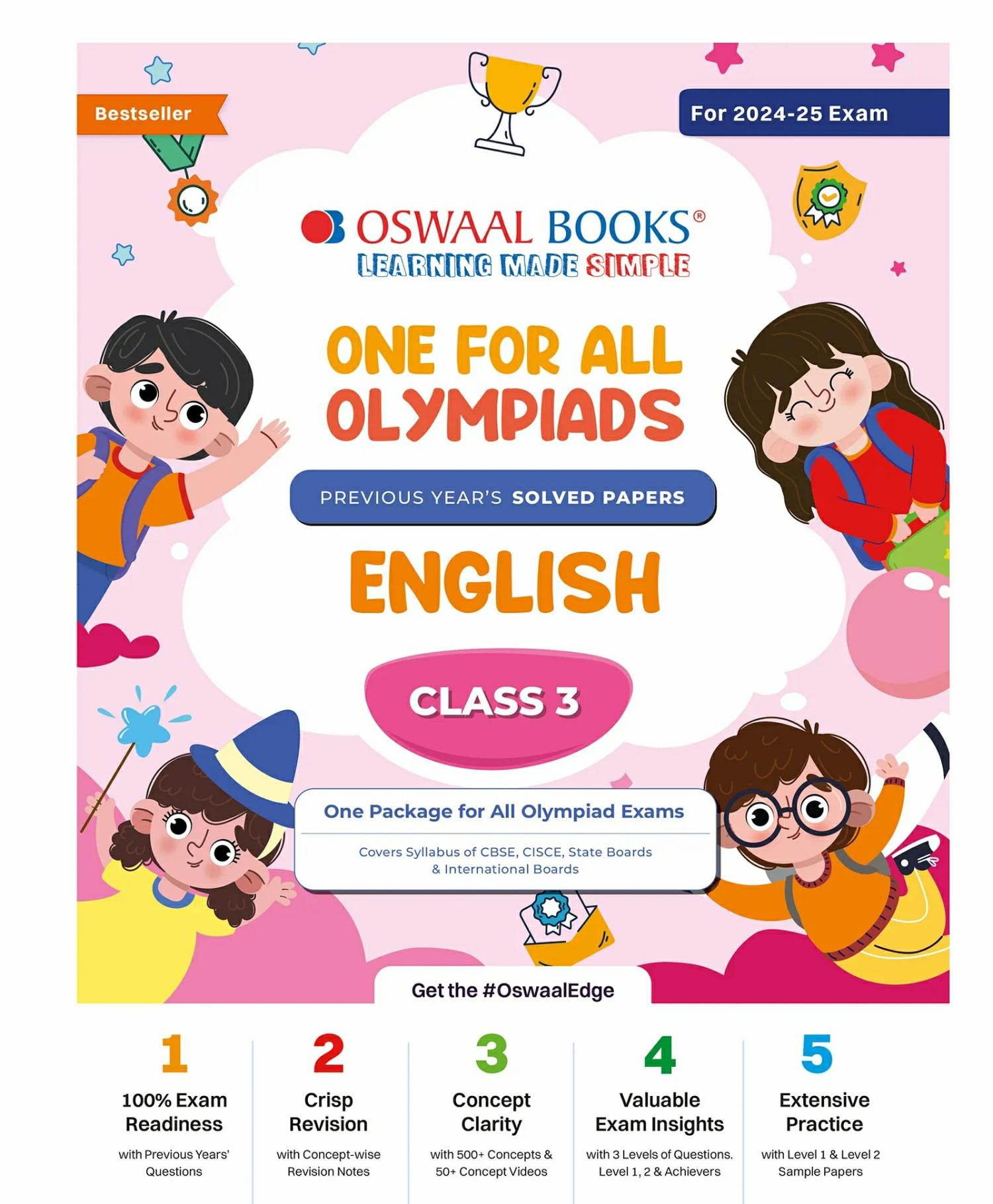 Oswaal One For All Olympiad Class 3 English | Previous Years Solved Papers | For 2024-25 Exam  |   Academic Books Academic Books Academic Books