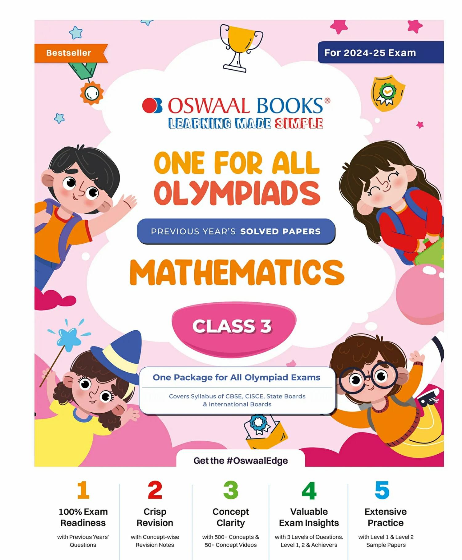 Oswaal One For All Olympiad Class 3 Mathematics | Previous Years Solved Papers | For 2024-25 Exam  |   Academic Books Academic Books Academic Books