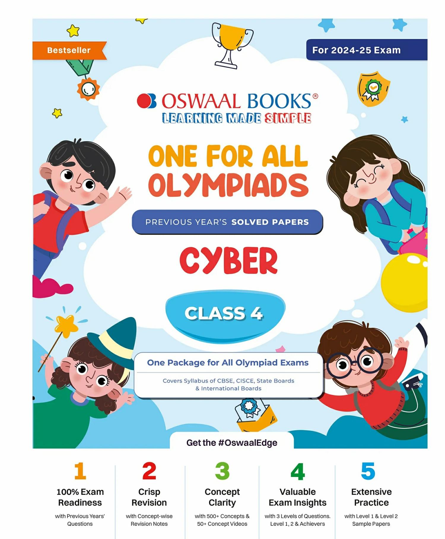 Oswaal One For All Olympiad Class 4 Cyber | Previous Years Solved Papers | For 2024-25 Exam  |   Academic Books Academic Books Academic Books