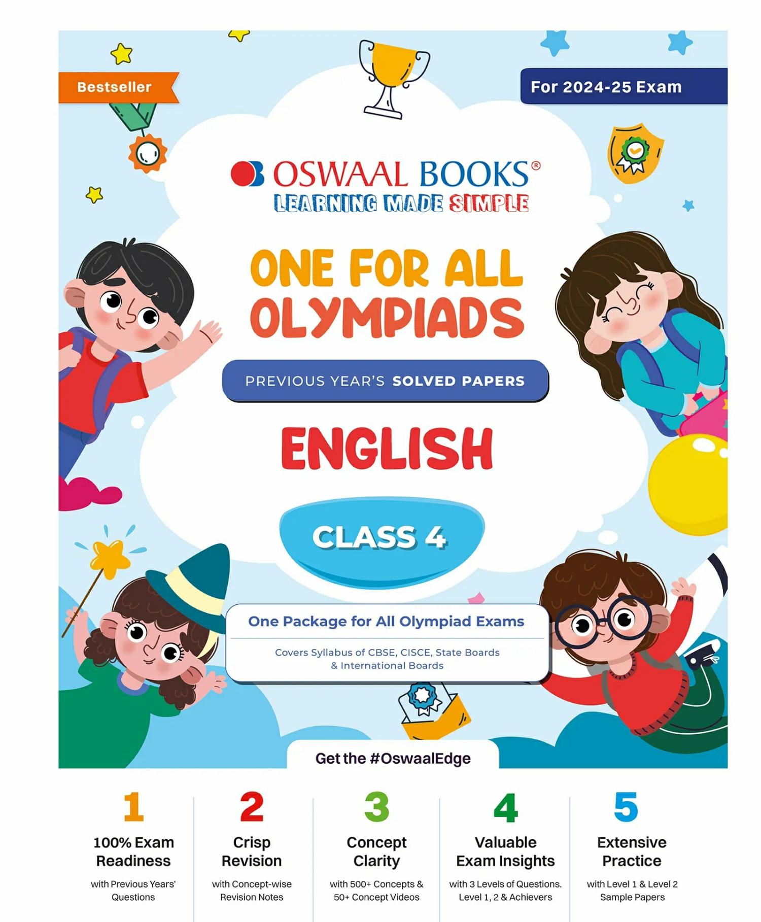 Oswaal One For All Olympiad Class 4 English | Previous Years Solved Papers | For 2024-25 Exam  |   Academic Books Academic Books Academic Books