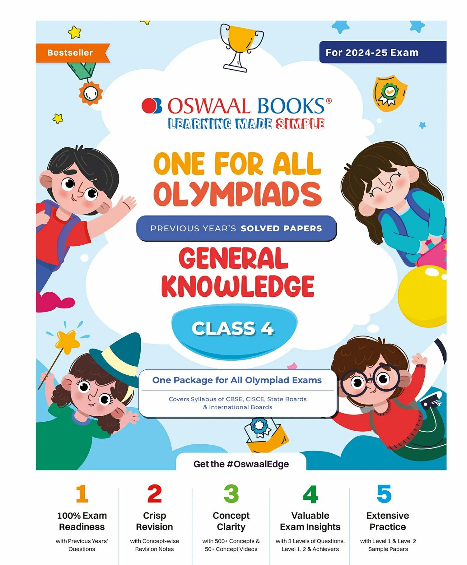 Oswaal One For All Olympiad Class 4 General Knowledge | Previous Years Solved Papers | For 2024-25 Exam  |   Academic Books Academic Books Academic Books