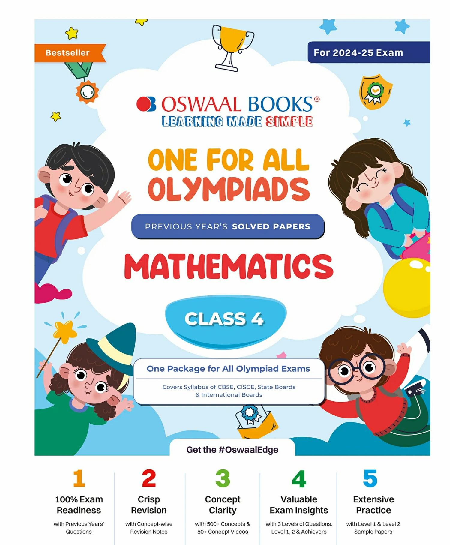 Oswaal One For All Olympiad Class 4 Mathematics | Previous Years Solved Papers | For 2024-25 Exam  |   Academic Books Academic Books Academic Books