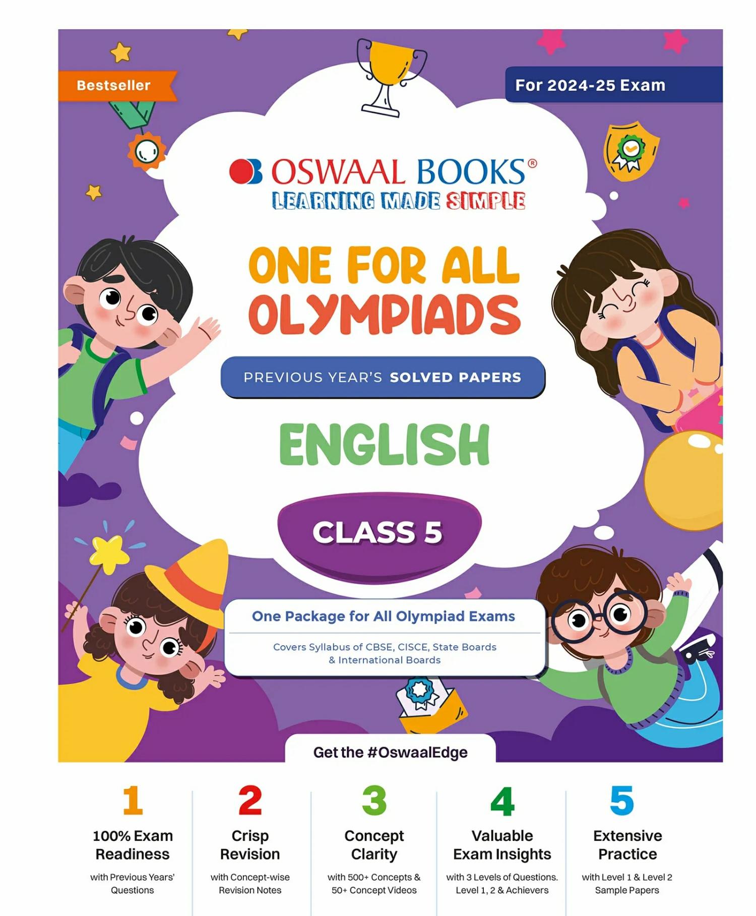 Oswaal One For All Olympiad Class 5 English | Previous Years Solved Papers | For 2024-25 Exam  |   Academic Books Academic Books Academic Books