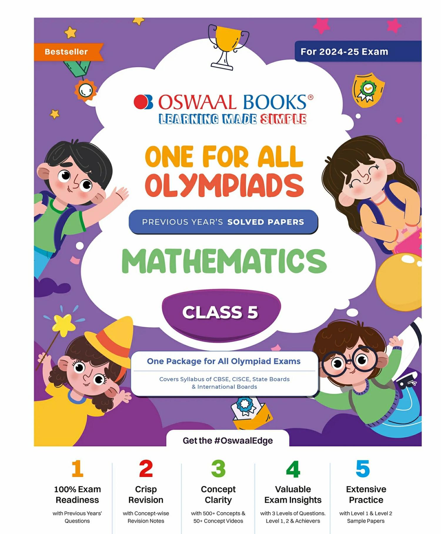 Oswaal One For All Olympiad Class 5 Mathematics | Previous Years Solved Papers | For 2024-25 Exam  |   Academic Books Academic Books Academic Books