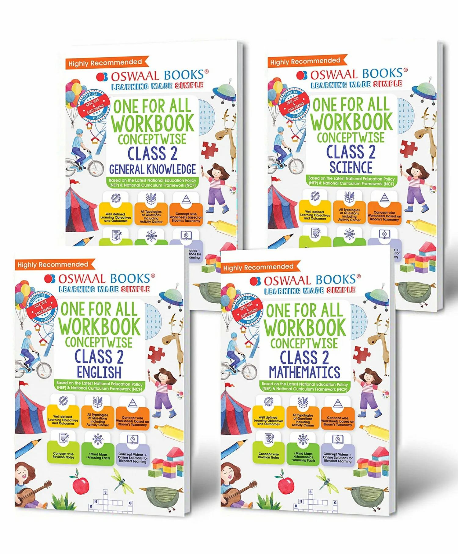 Oswaal  One For All Workbook Class 2 (Set Of 4 Books) (For Latest Exam) – English  |   Academic Books Academic Books Academic Books