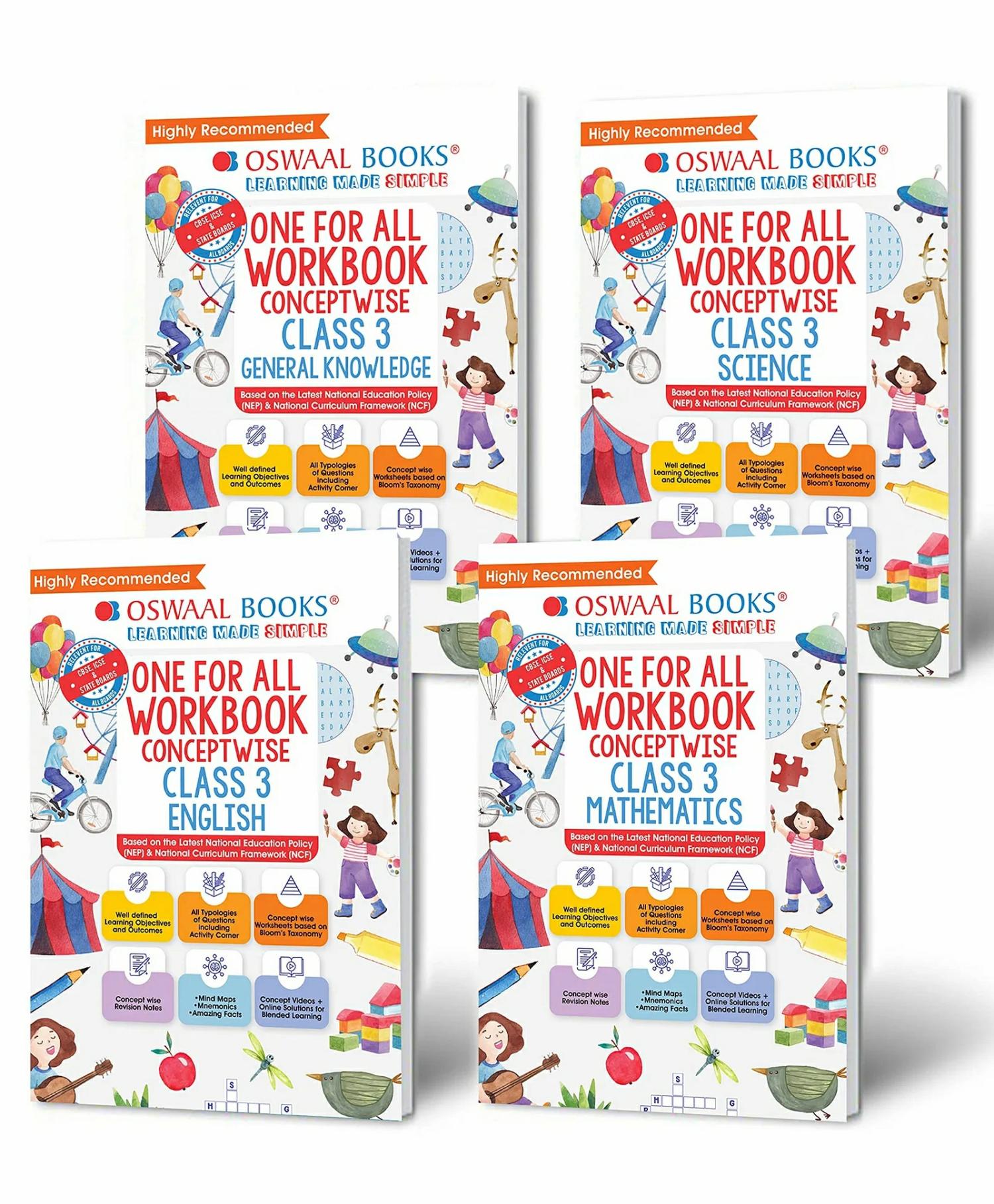 Oswaal  One For All Workbook Class 3 (Set Of 4 Books) (For Latest Exam) – English  |   Academic Books Academic Books Academic Books