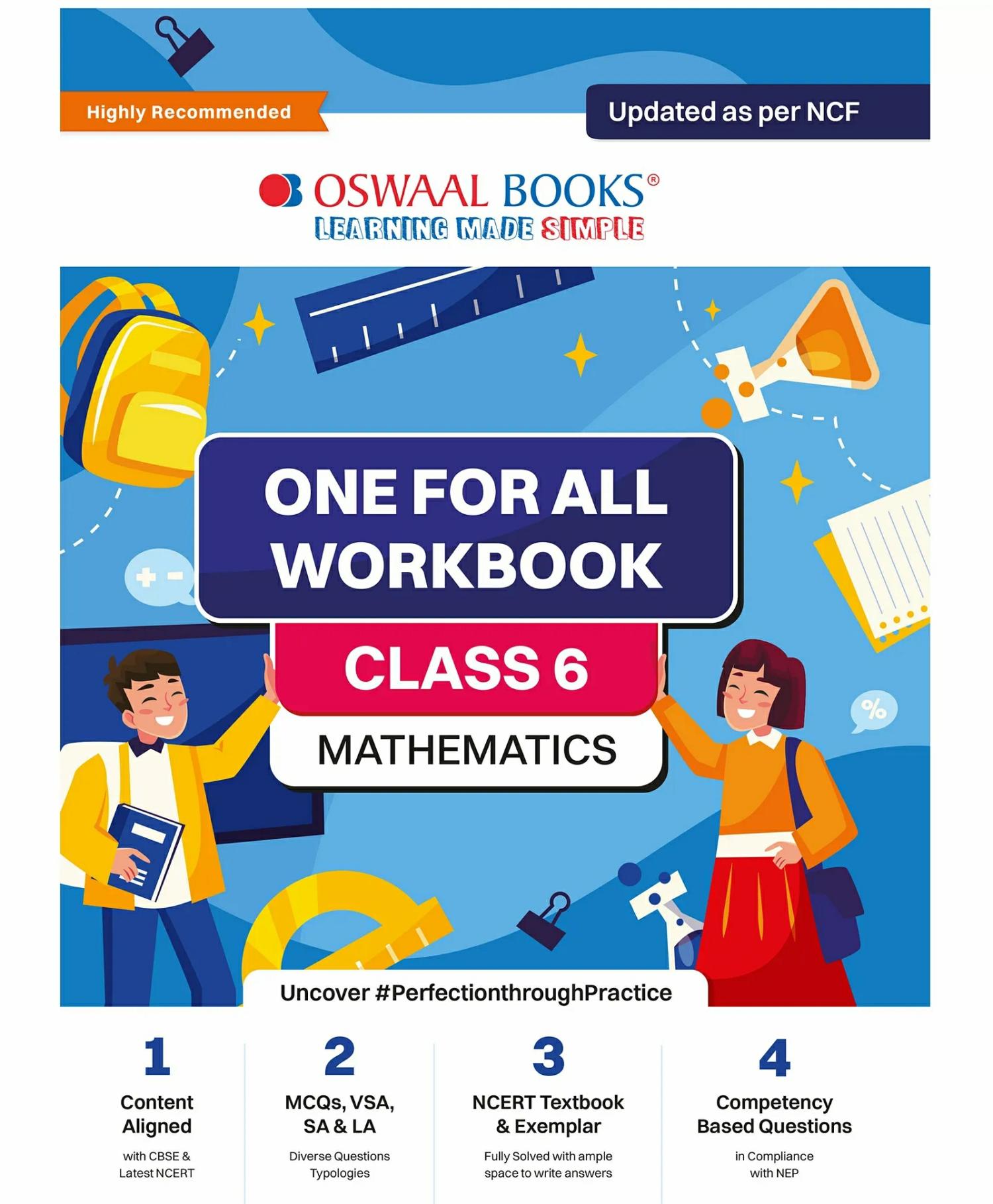 Oswaal One For All Workbook Class 6 Mathematics Updated As Per Nfc For Latest Exam (Ncert | Mcq’s | Vsa | Sa | La)  |   Academic Books Academic Books Academic Books