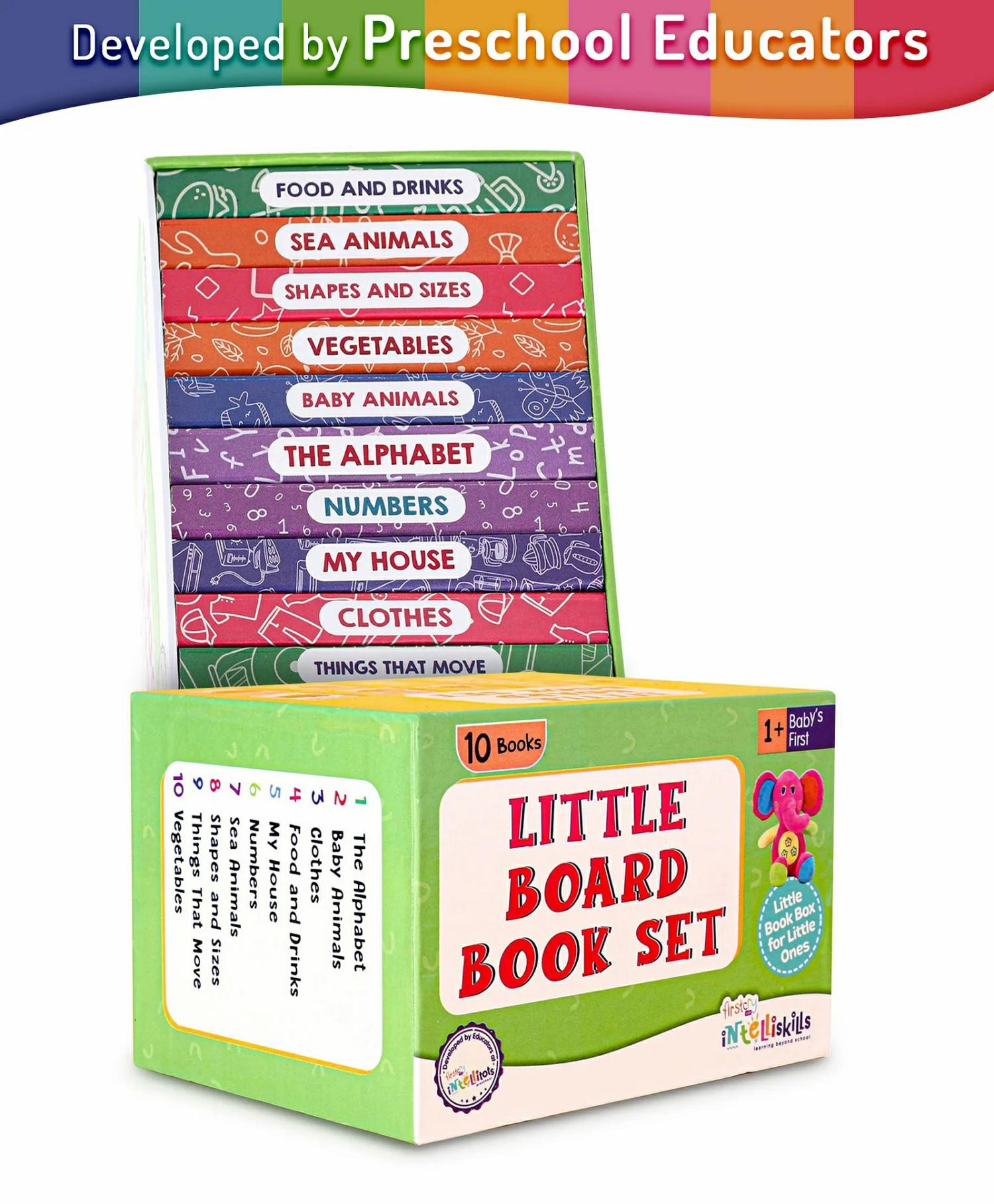 Premium Little Board Books Pack Of 10 | My House, Clothes, Vegetables, The Alphabet, Numbers, Food & Drinks, Baby Animals, Sea Animals, Shapes & Sizes Picture & Many More Books For Kids | Early Learning Books For Boys & Girls | 220 Page  |   Board Books Board Books Board Books