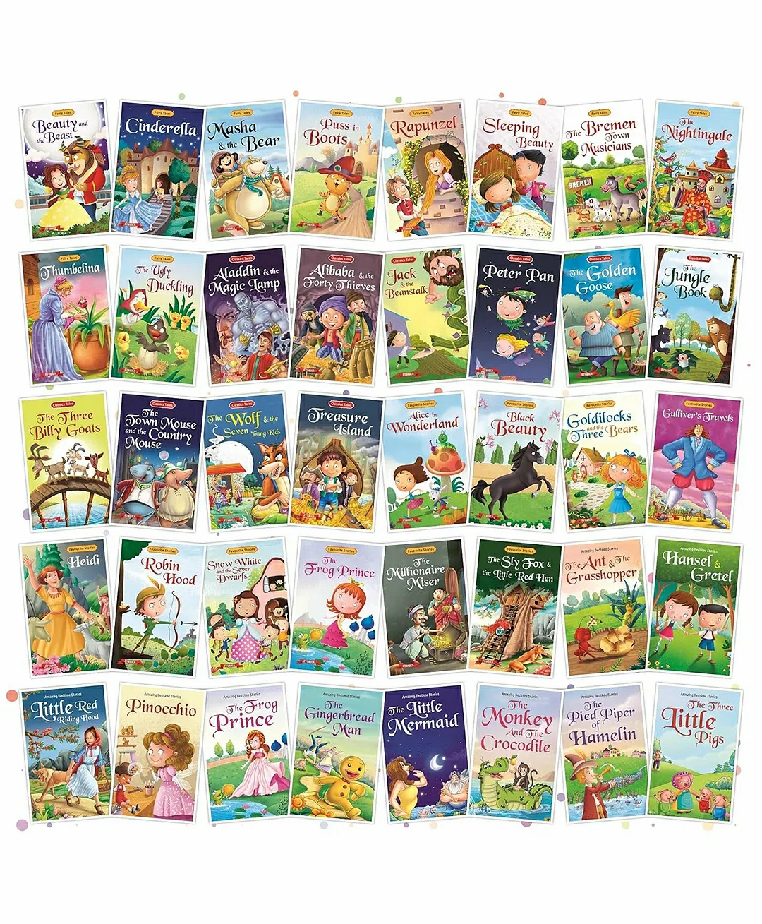 Set 40 Story Books| English Short Stories- Cindrella,  Rapunzel, Robinhood, Snow White, Pinocchio & Others  |   Story Books Story Books