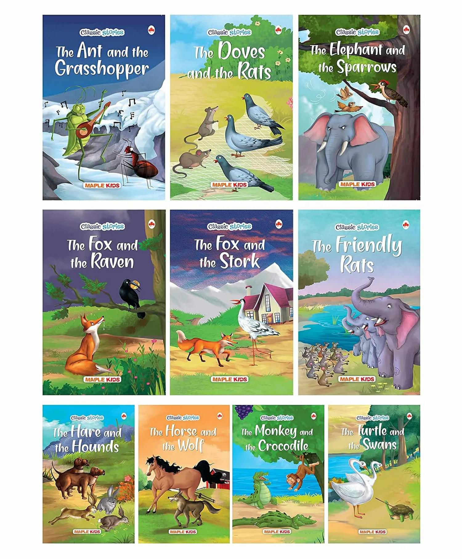 Story Books For Kids  Classic Stories Illustrated  Pack Of 10 Books – English  |   Story Books Story Books