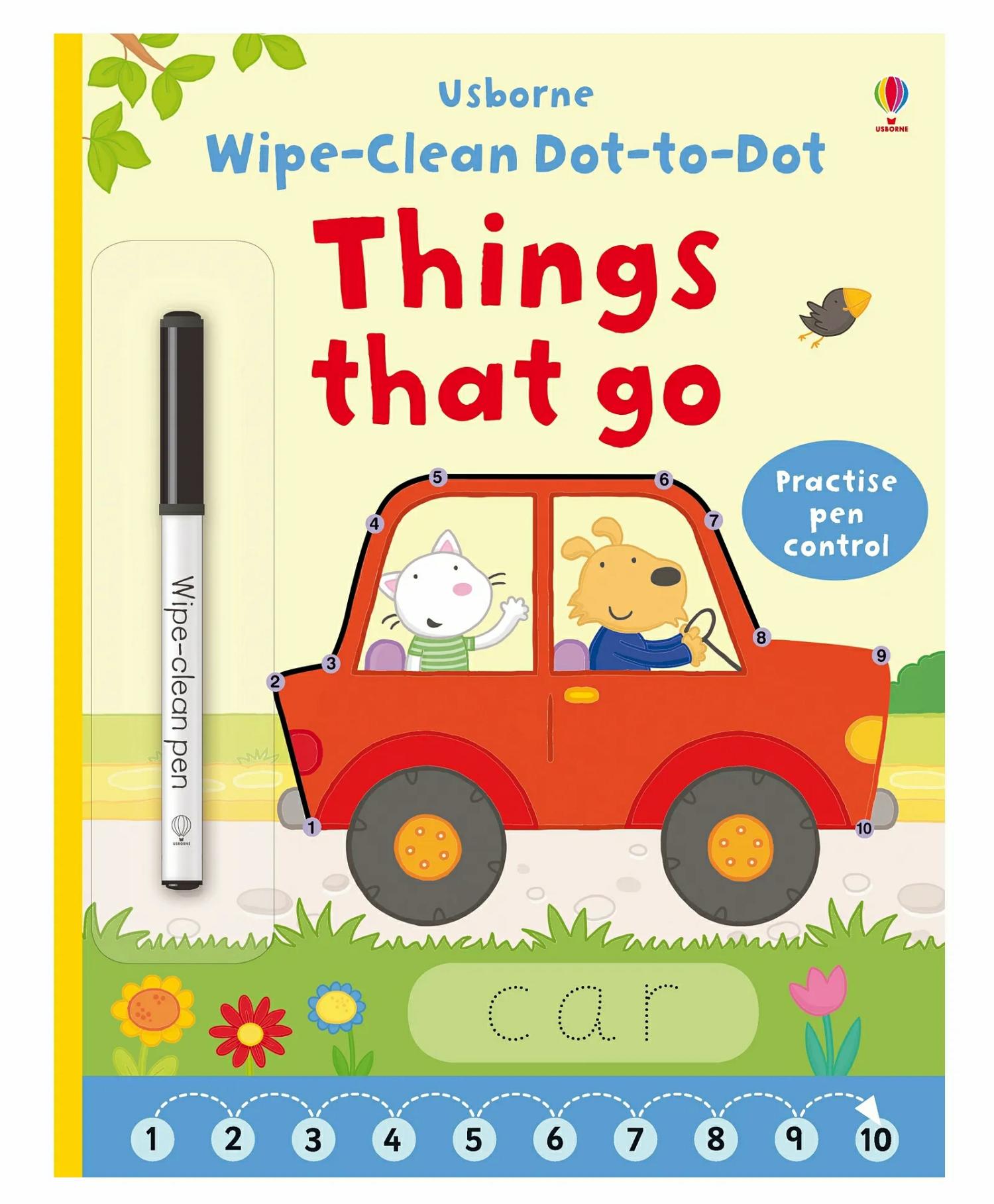 Usborne Dot To Dot Thing That Go Wipe Clean Book – English  |   Crafts, Hobbies & Activity Books Crafts, Hobbies & Activity Books Crafts