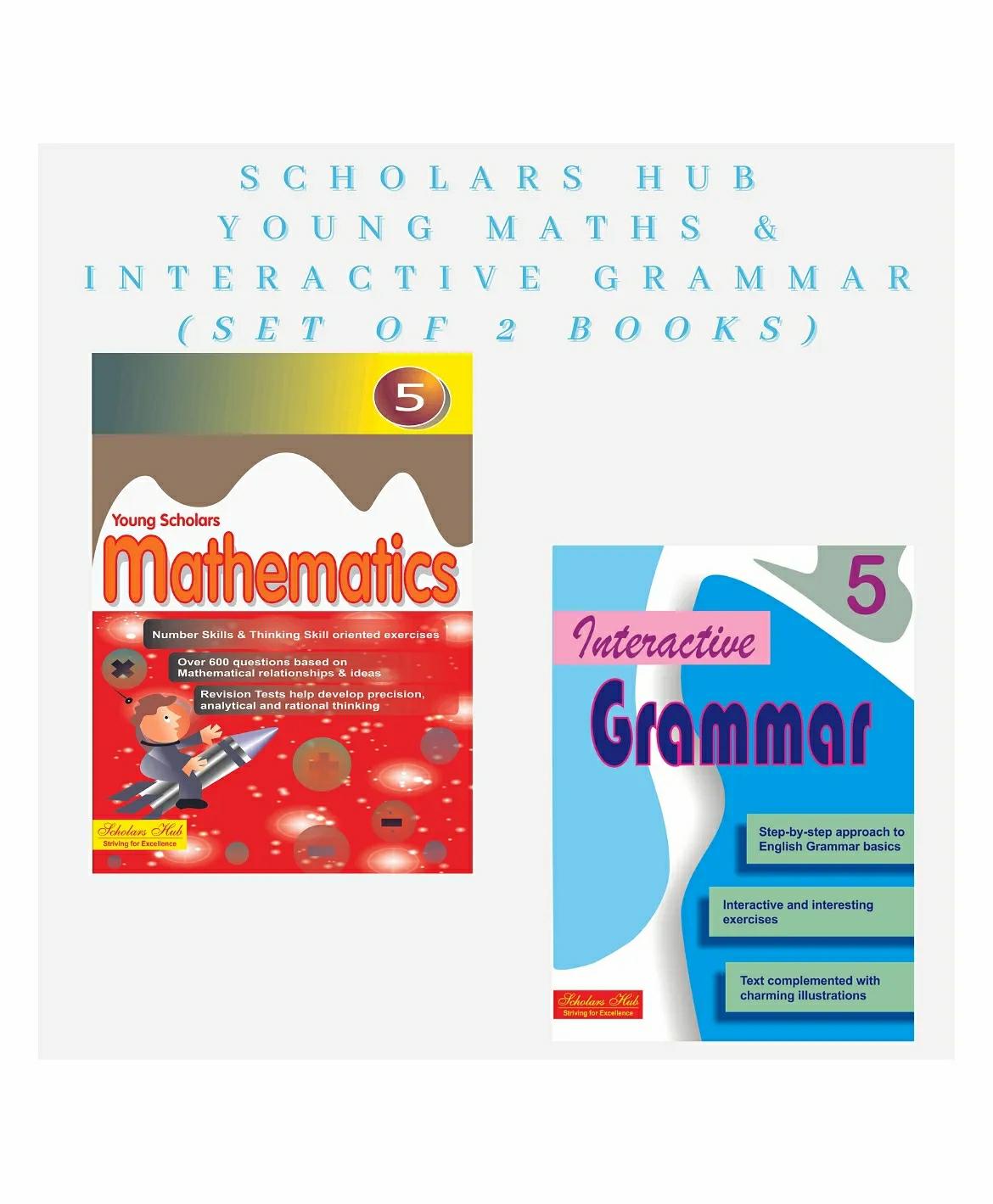 Young Scholars Mathematics & Interactive Grammar Workbook Combo For Grade 5 Pack Of 2 Books – English  |   Academic Books Academic Books Academic Books