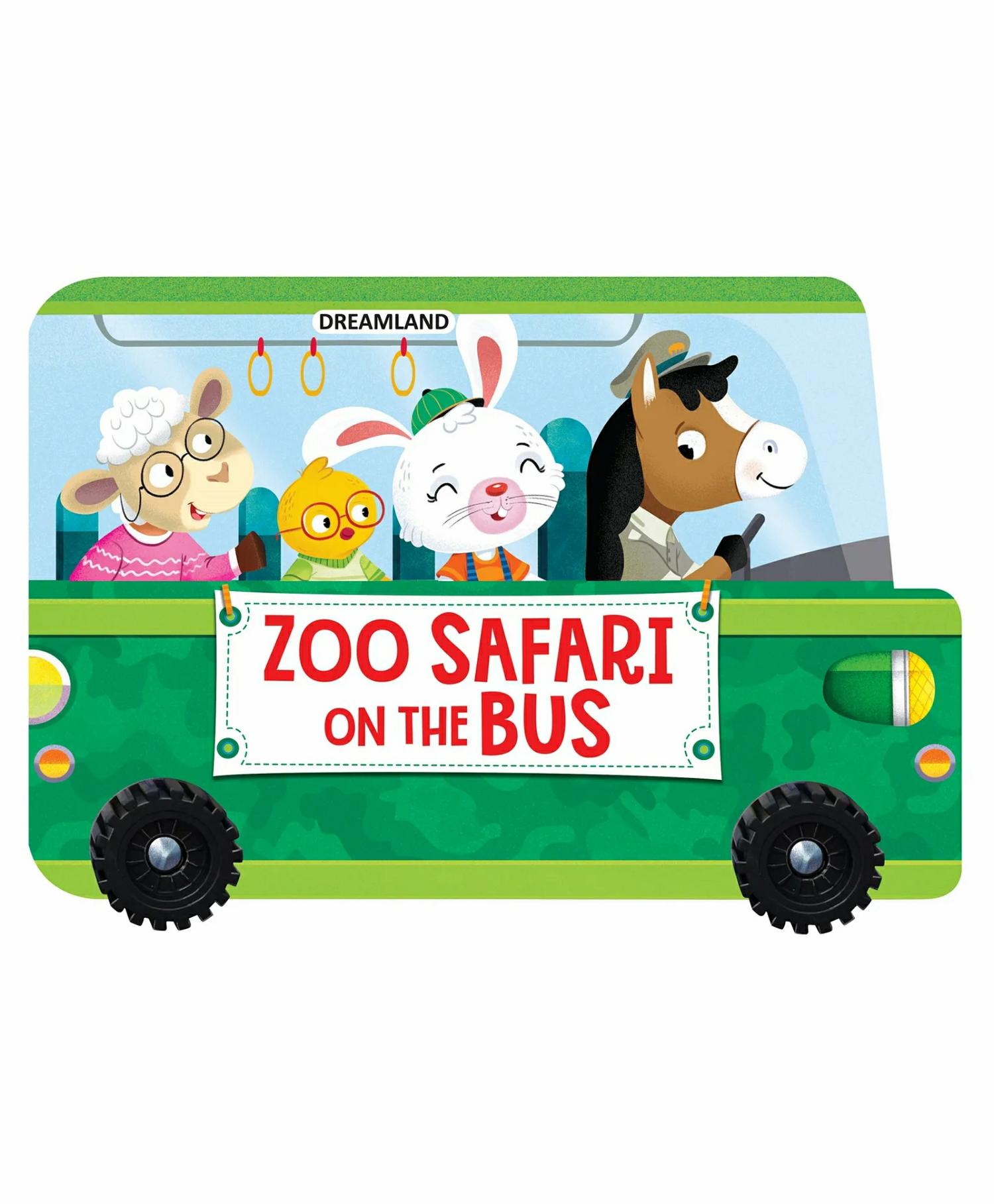 Zoo Safari On The Bus A Shaped Board Book With Wheels  – English  |   Board Books Board Books Board Books