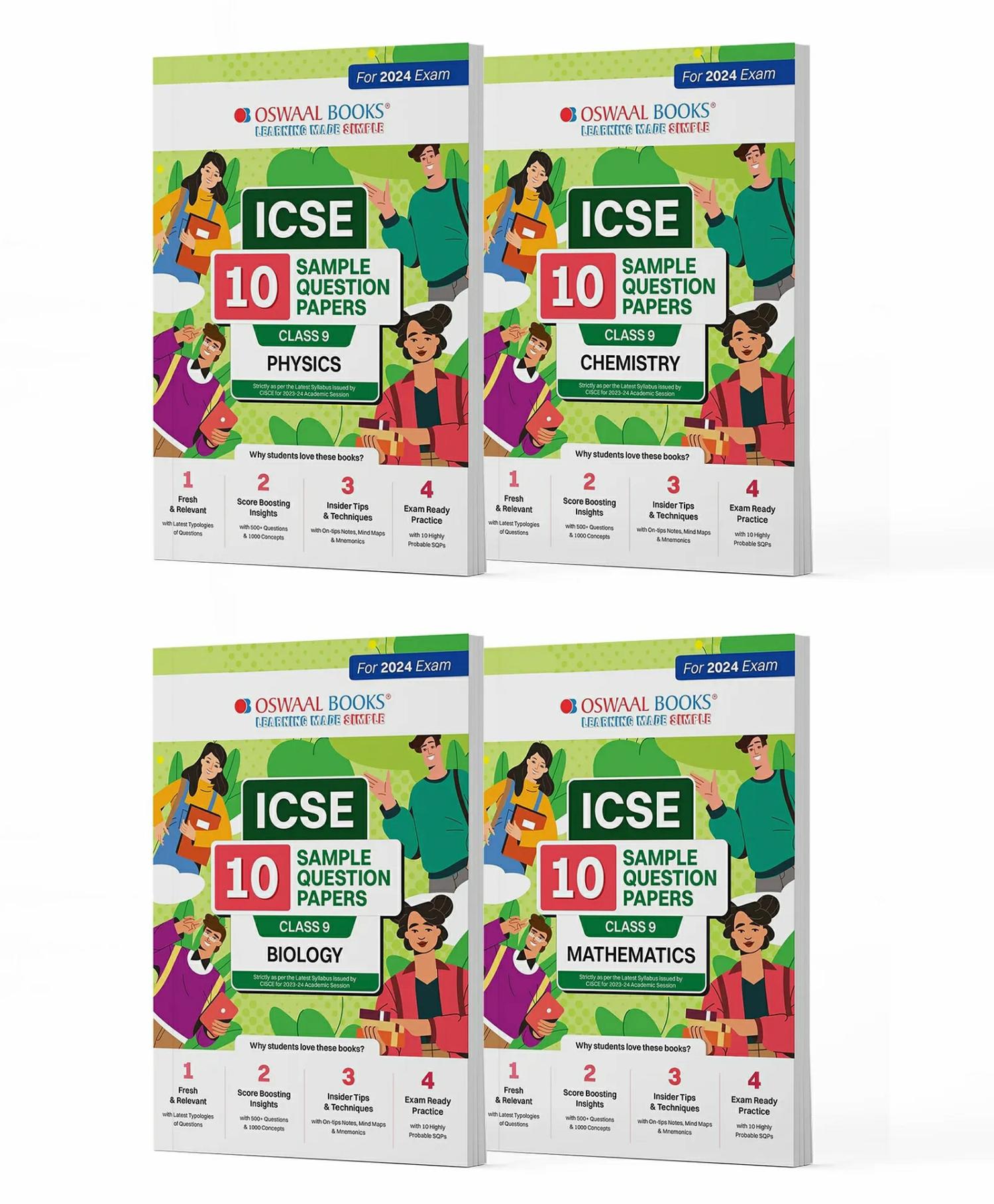 Oswaal Icse 10 Sample Question Papers Class 9 Physics Chemistry Biology & Maths (Set Of 4 Books) For 2024 Exam (Based On The Latest Cisce/Icse Specimen Paper)  |   Academic Books Academic Books Academic Books