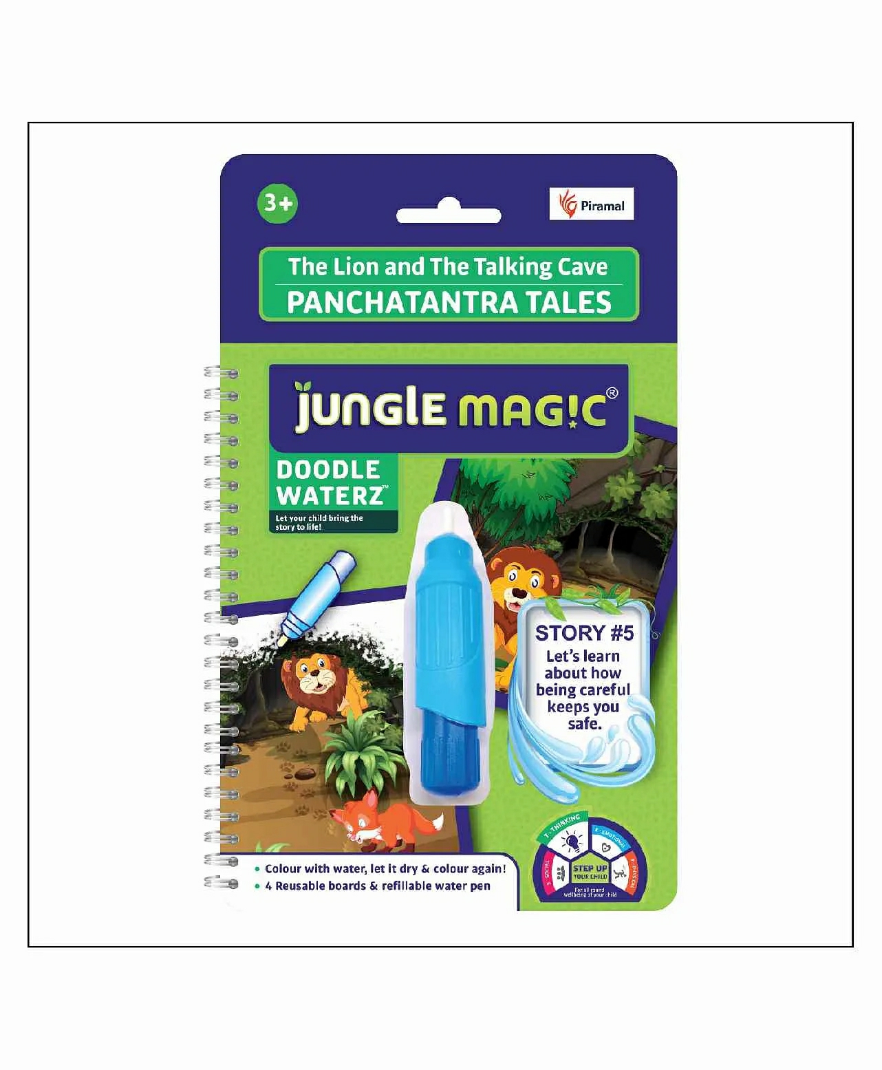 Doodle Waterz Panchatantra Tales The Lion & The Talking Cave Reusable Water Reveal Colouring Book With Water Pen – English  |   Drawing & Coloring Book Drawing & Coloring Book Drawing & Coloring Book