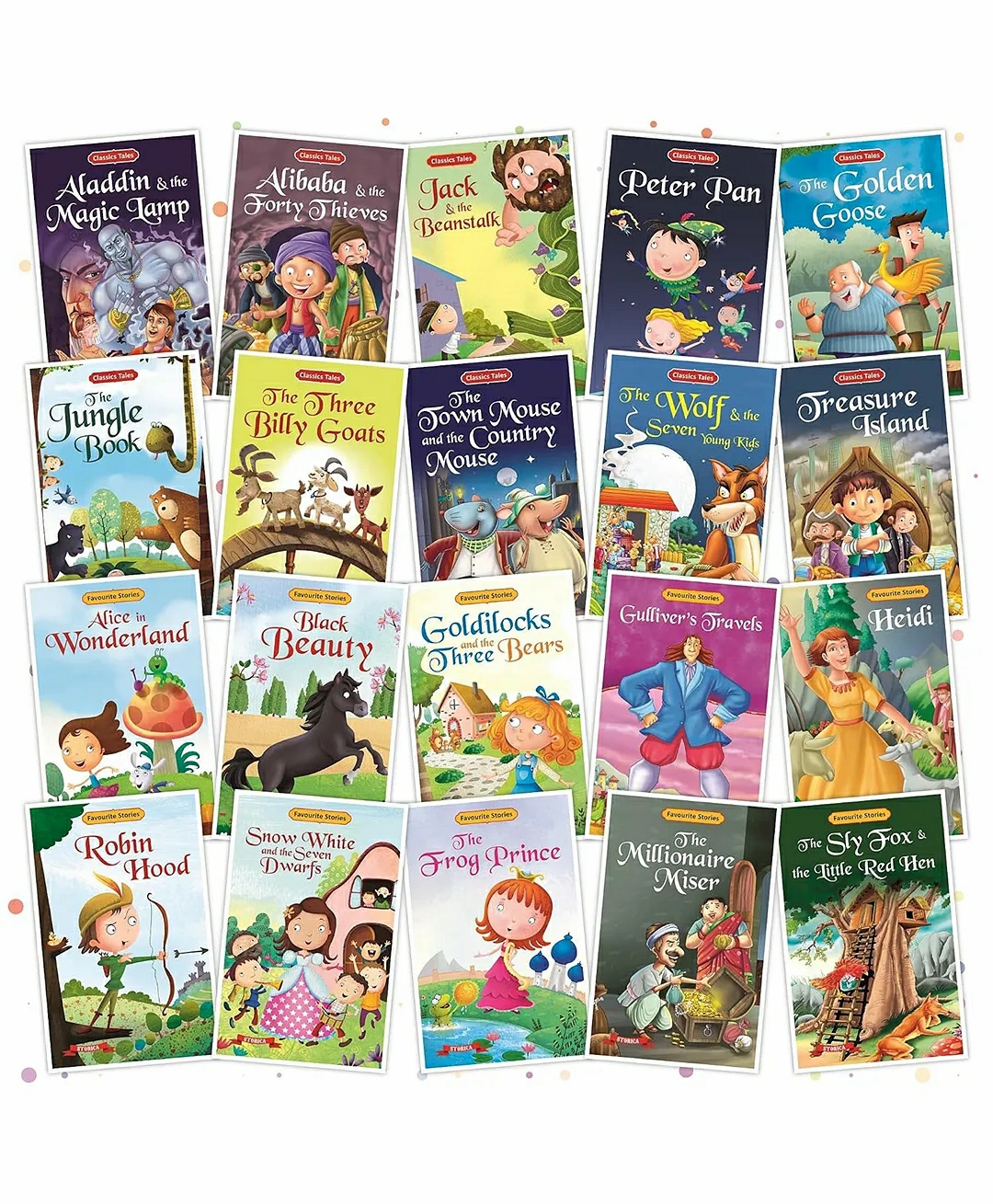 Set Of 20 Classic Tales & Favourite Story Books – English Short Stories Books – Robin Hood, Snow White, Alice In Wonderland, Aladdin, Alibaba, Jungle Book & Others  |   Picture Books Picture Books Picture Books