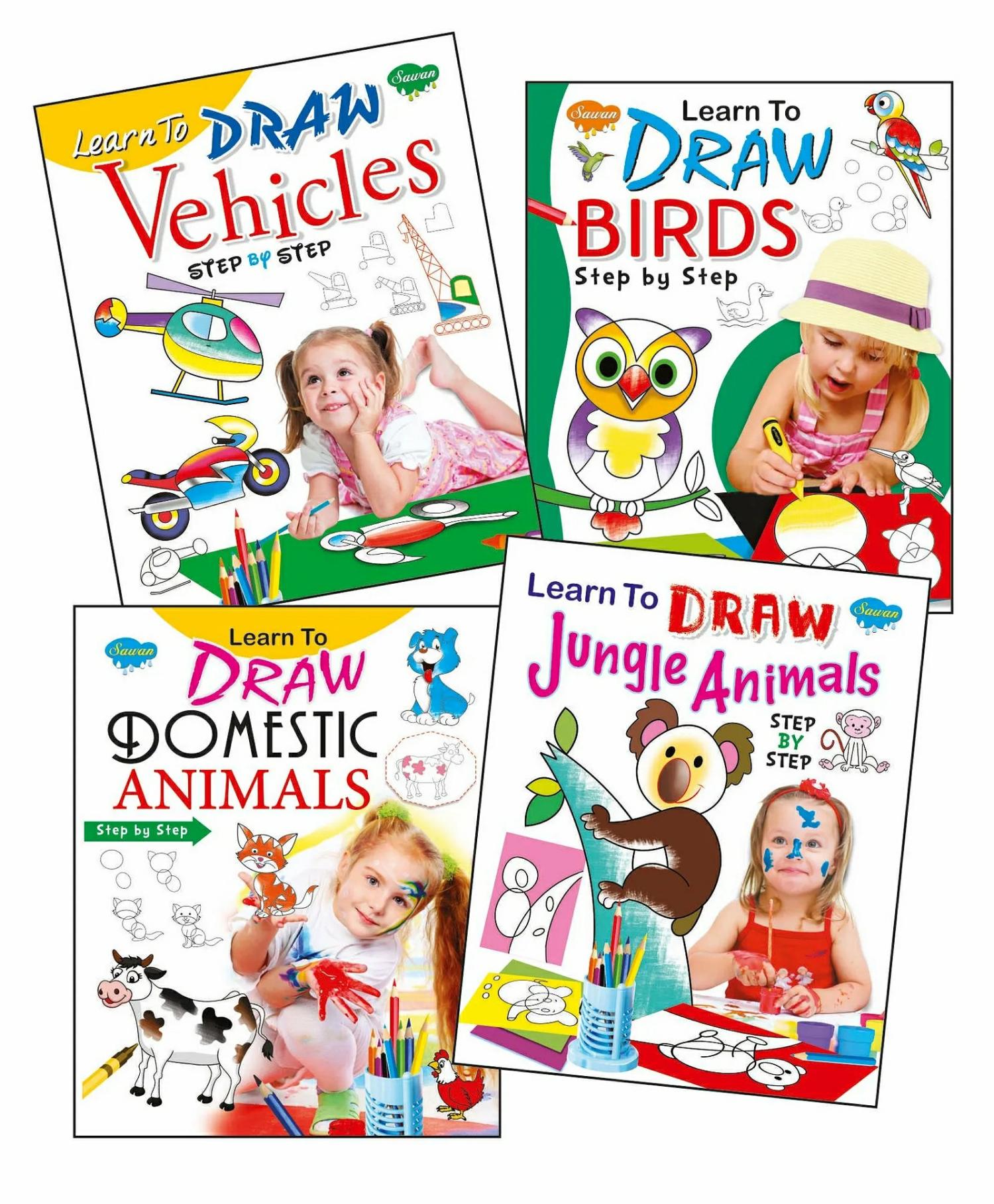 Set Of 4 Learn To Draw Books – English  |   Drawing & Coloring Book Drawing & Coloring Book Drawing & Coloring Book